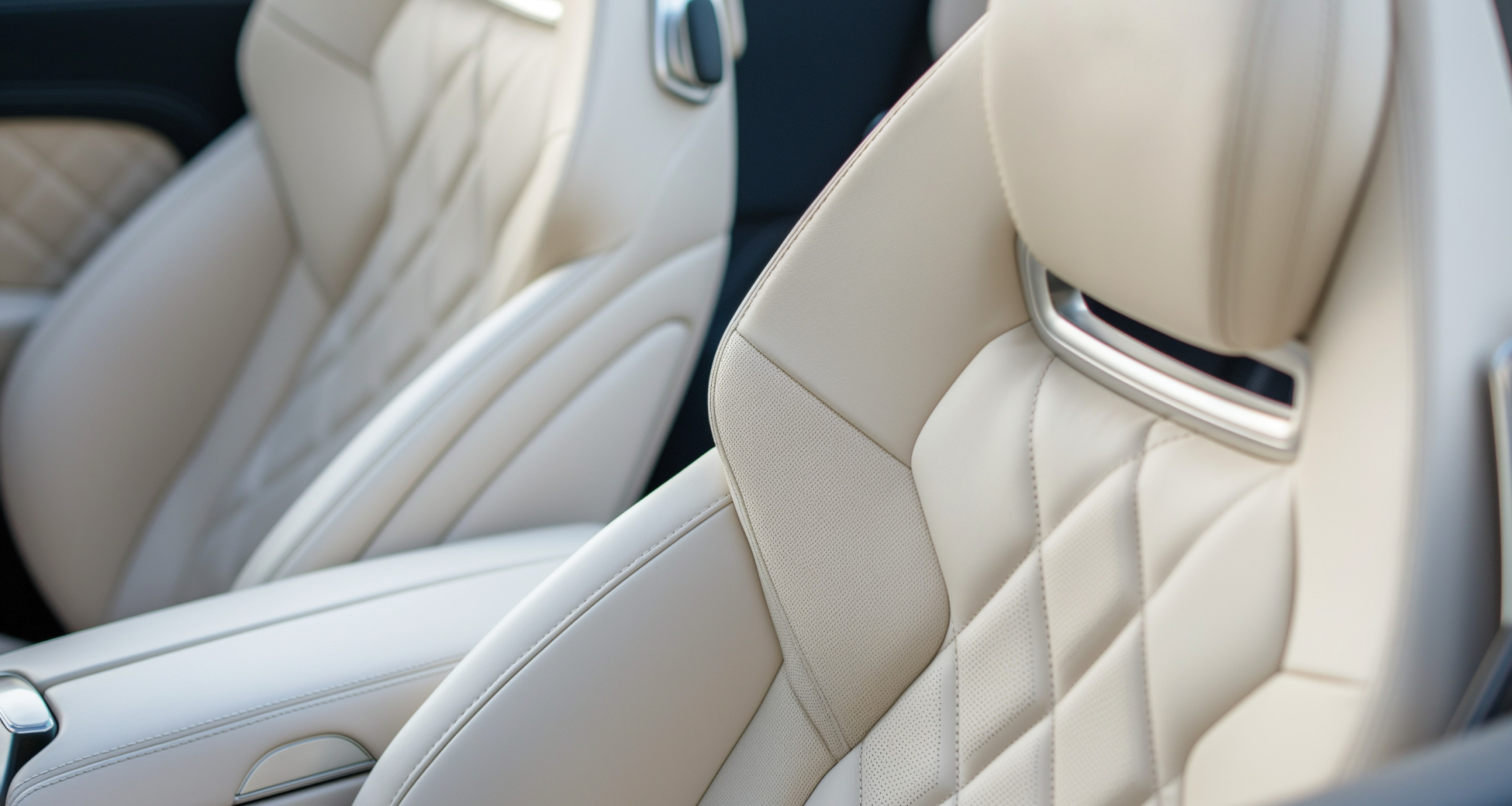 Luxury car seats with beige leather
